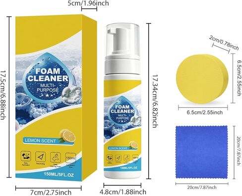 4-in-1 Multi-Enzyme Foam Cleaner, New Foam No-Rinse Cleaner, All-Purpose Foam Cleaning Spray for Car Interior, Kitchen Grease, Bathroom Tiles, Sofa Upholstery（2Pcs in Kuwait