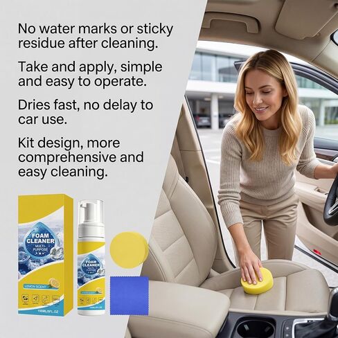 4-in-1 Multi-Enzyme Foam Cleaner, New Foam No-Rinse Cleaner, All-Purpose Foam Cleaning Spray for Car Interior, Kitchen Grease, Bathroom Tiles, Sofa Upholstery（2Pcs in Kuwait
