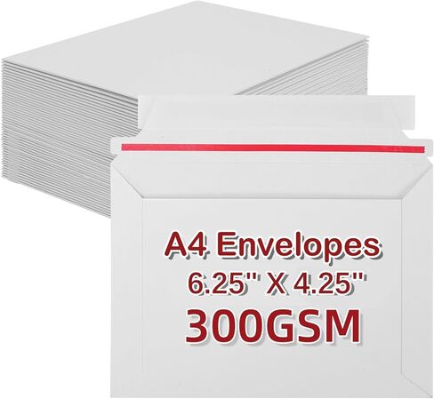 A4 Envelopes Thickened 300GSM White 150 Pack, 6.25" x 4.25" Rigid Self Seal Mailers, Stay Flat Envelope for Invitations, Photos, 6" x 4" Cards, Greeting Cards, Weddings in Saudi Arabia
