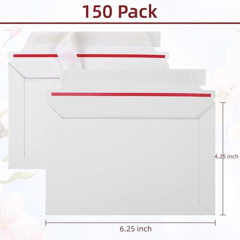 A4 Envelopes Thickened 300GSM White 150 Pack, 6.25" x 4.25" Rigid Self Seal Mailers, Stay Flat Envelope for Invitations, Photos, 6" x 4" Cards, Greeting Cards, Weddings in Saudi Arabia