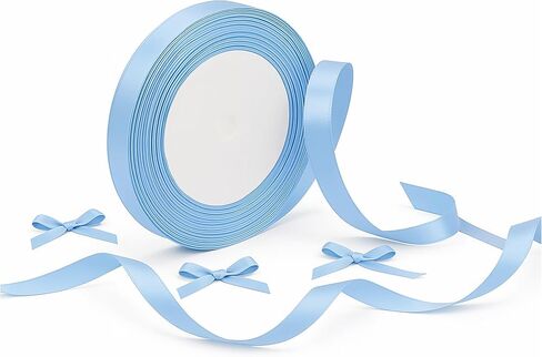 LJY Multicolour Ribbon 0.59 in x 24 Yards, Baby Blue Satin Fabric Silk Ribbon for Gift Wrapping,Floral Bouquets, Wreaths,DIY Handicrafts,Sewing Projects, Wedding Party (Light Blue, 0.59"/24 Yards) in Kuwait