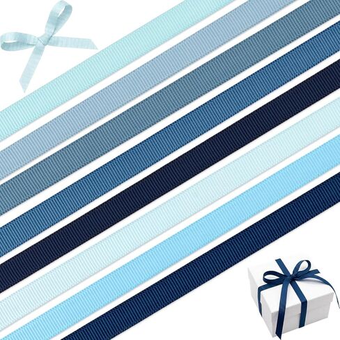 Blue 3/8 Inch Grosgrain Ribbon Set, 8 Pack x 3 Yards (24 Yards Total), Craft Ribbon for Baby Shower Wedding Bouquets Gift Wrapping Nautical Decor and Hair Bows in Saudi Arabia