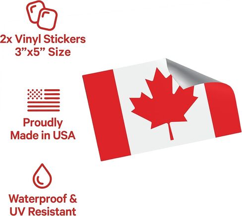 Canada Flag Stickers 3x5 – 2 Pack Red Maple Leaf Vinyl Decals for Car, Truck, Bike, RV, Cooler – Waterproof, UV & Weather Resistant in Saudi Arabia