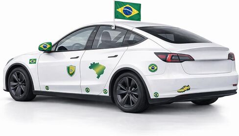 طقم تزيين السيارة لكأس العالم 2026 (البرازيل، العلم + المرايا + طقم غطاء محرك السيارة) in Kuwait