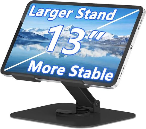 Metal Tablet Stand, Adjustable 360° Rotation Tablet Holder Compatible with 4-16" Tablet Such as iPad Pro, iPad Air, iPad Mini, Tab S10 Ultra, Black in Saudi Arabia