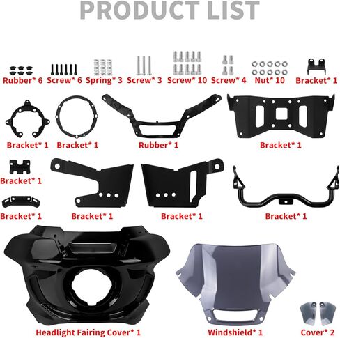Front Headlight Fairing with Black 7" Windshield Fit For Harley Softail Street Bob Fat Bob Breakout Sport Glide 2018-up in Kuwait