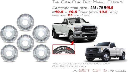 Set of 6 New 19.5" 19.5x6 10 Lug Steel Wheels for Ford F450SD F550SD 2005-2025 Super Duty Dually Gray OEM Design Replacement Rim in Kuwait