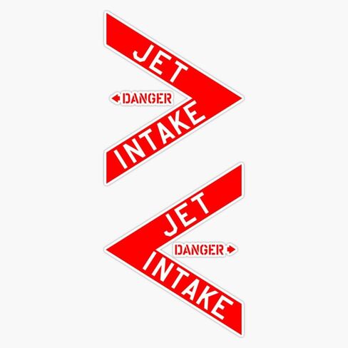 Danger Jet Intake, Jet Fighter Warning Sign 2 Sides 2 Colors Vinyl Sticker Waterproof Bumper Sticker Laptop Window 5" in Kuwait