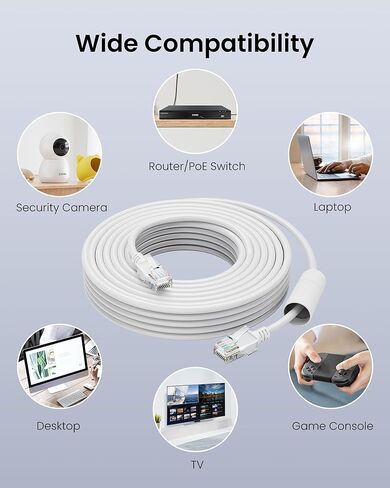 Zosi 60ft (20 مترًا) كابل Ethernet ، حبل شبكة RJ45 لنظام Poe Camera NVR ، كابل التصحيح CAT5E ، كاميرا IP ، التبديل ، جهاز التوجيه ، الكمبيوتر ، المودم والمزيد (اللون الرمادي) in Kuwait
