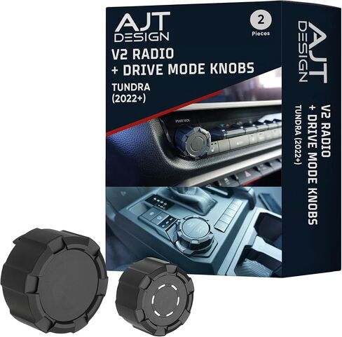مقبض راديو AJT DESIGN V2 + مقبض وضع القيادة | متوافق مع 2022+ Toyota Tundra (شاشة لمس كبيرة مقاس 14 بوصة) | هيكل متين من الألومنيوم الخام 6061-T6 | ملحقات التندرا الداخلية | مجموعة مكونة من قطعتين - أسود in Kuwait
