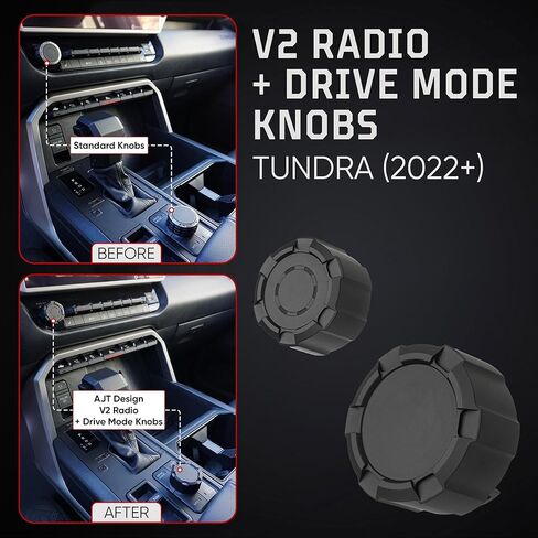 مقبض راديو AJT DESIGN V2 + مقبض وضع القيادة | متوافق مع 2022+ Toyota Tundra (شاشة لمس كبيرة مقاس 14 بوصة) | هيكل متين من الألومنيوم الخام 6061-T6 | ملحقات التندرا الداخلية | مجموعة مكونة من قطعتين - أسود in Kuwait