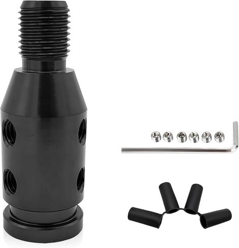 Universal Gear Shift Connector, M12×1.25 Aluminum Car Shifter Knob Adapter w/ 4-Sizes Hoses, Wrench & Screws, Non-Threaded Manual Gear Stick Connector for Cars Trucks SUVs (Red) in Saudi Arabia
