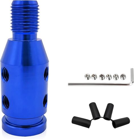 Universal Gear Shift Connector, M12×1.25 Aluminum Car Shifter Knob Adapter w/ 4-Sizes Hoses, Wrench & Screws, Non-Threaded Manual Gear Stick Connector for Cars Trucks SUVs (Red) in Saudi Arabia