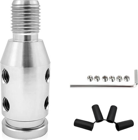 Universal Gear Shift Connector, M12×1.25 Aluminum Car Shifter Knob Adapter w/ 4-Sizes Hoses, Wrench & Screws, Non-Threaded Manual Gear Stick Connector for Cars Trucks SUVs (Red) in Saudi Arabia