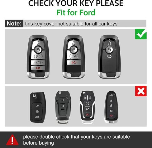 YORKNEIC لغطاء Ford Key Fob مع غطاء سلسلة مفاتيح مناسب لسيارة Ford Mustang Bronco Maverick Raptor Explorer F150 3/4/5 أزرار مفاتيح ذكية مع حماية شديدة التحمل، أحمر in Kuwait