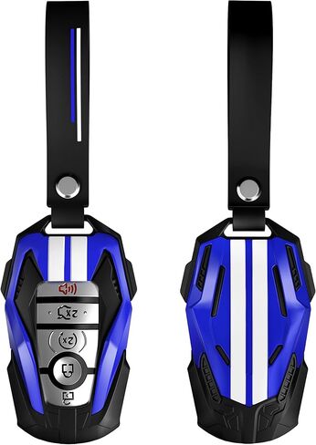 YORKNEIC لغطاء Ford Key Fob مع غطاء سلسلة مفاتيح مناسب لسيارة Ford Mustang Bronco Maverick Raptor Explorer F150 3/4/5 أزرار مفاتيح ذكية مع حماية شديدة التحمل، أحمر in Kuwait