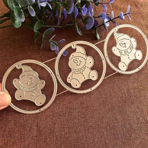 3pcs Circle Snowman Frame Dies Cuts Metal Cutting Dies Cut Stencils for DIY Scrapbooking Album Decorative Embossing Paper Card Making in Saudi Arabia