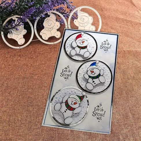 3pcs Circle Snowman Frame Dies Cuts Metal Cutting Dies Cut Stencils for DIY Scrapbooking Album Decorative Embossing Paper Card Making in Saudi Arabia