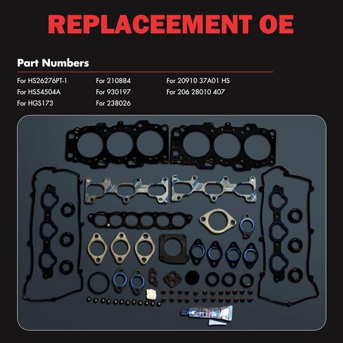 مجموعة حشية رأس المحرك متوافقة مع 2004-2008 لشركة Hyundai for Tiburon 2.7L؛ 2005-2009 لشركة Hyundai for Tucson 2.7L؛ 2005-2009 لشركة Kia for Sportage 2.7L، OE # HS54504A، 20910 37A01 HS in Kuwait