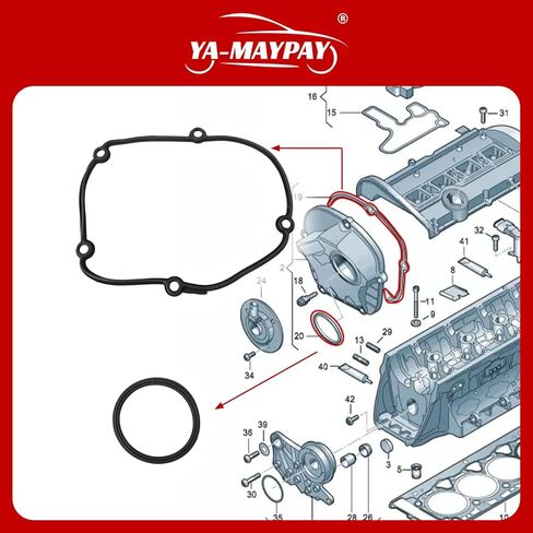 Engine Upper Timing Chain Cover Gasket Compatible with VW Beetle CC Eos Golf Jetta Passat for Tiguan for Audi A3 A4 A5 A6 A8 Q3 Q5 S4 S5 S6 S8 Avant TT Replaces# 06G103583 06H103483C in Kuwait