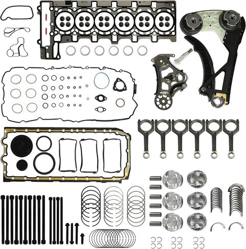 N55 3.0 Cylinder Head Gasket Set with Timing Chain Kit & Pistons Con-Rods Set Fit For BMW 335i 535i X5 X3 435i 135i M235i X1 740i N55B30 3.0L 2011-2018 Replace#11247624615 11247576714 in Saudi Arabia