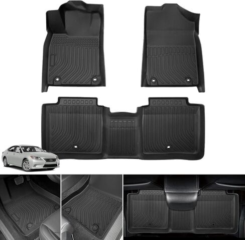 Floor Mats for Lexus ES 350 & ES 300H 2013 2014 2015 2016 2017 2018,Custom Fit Lexus ES Floor Mats TPE Non-Slip Waterproof Front & 2nd Row, for ES Interior Car Accessories in Kuwait
