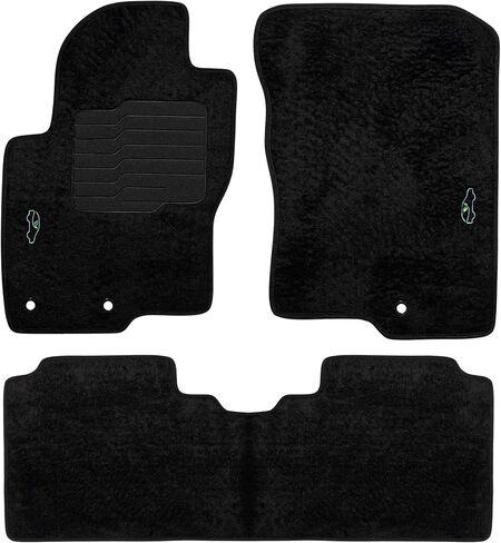 سجادات أرضية لسيارة Nissan Frontier Crew Cab من 2011 إلى 2021 مع وسادة للكعب وأقفال أمان - أمامي وخلفي - أسود - ecoMats in Kuwait