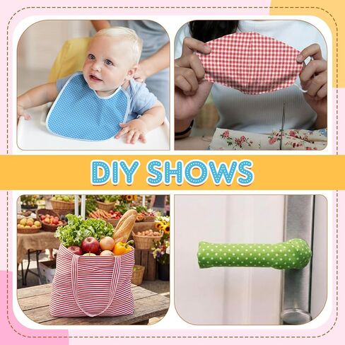 21 Pcs 20 x 20 Inch Cotton Fabric Quilting Patchwork Fabric Fat Quarter Bundles Polka Dots Stripes & Plaids Precut Printed Patchwork for DIY Craft Art Scrapbooking Sewing Handmade in Saudi Arabia