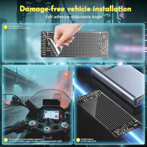 Devil Eyes Light for Motorcycle Windshield, 7''x3'' Flexible Animated LED Eyes, Bluetooth APP & Remote Control Custom Text Pattern Dynamic LED Sign for Car Taxi Sedan SUV in Saudi Arabia