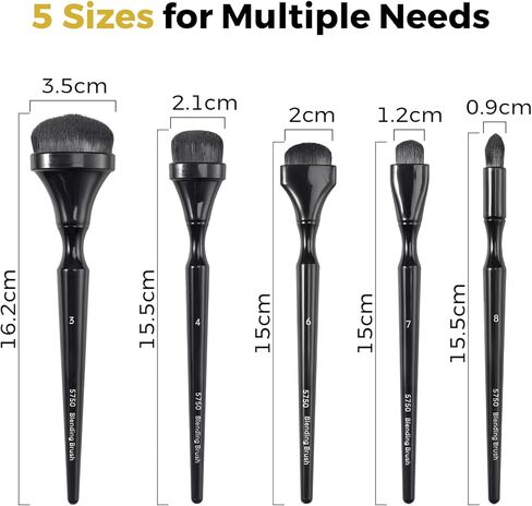 Charcoal Blending Brushes, 5 Piece Gold Leaf Brush Set for Sketching, Shading, Embossing, Pastel and Art Crafts Multi-Size Professional Painting Tools for Artists, Teachers, Students, DIY in Saudi Arabia