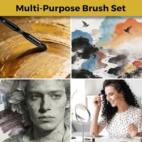 Charcoal Blending Brushes, 5 Piece Gold Leaf Brush Set for Sketching, Shading, Embossing, Pastel and Art Crafts Multi-Size Professional Painting Tools for Artists, Teachers, Students, DIY in Saudi Arabia