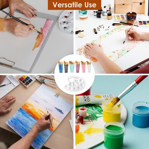 مجموعة 84 قطعة من فرش الرسم من هابلون، 6 عبوات من 60 قطعة من فرش الطلاء وصينية لوحة طلاء 24 قطعة، رأس فرشاة من النايلون للزيت والألوان المائية وطلاء الأكريليك (6 ألوان) in Kuwait