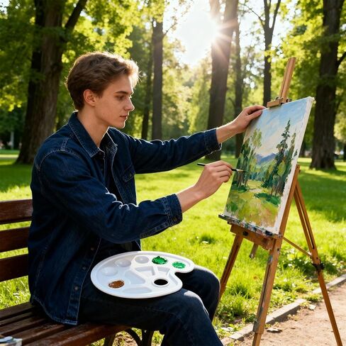 مجموعة 84 قطعة من فرش الرسم من هابلون، 6 عبوات من 60 قطعة من فرش الطلاء وصينية لوحة طلاء 24 قطعة، رأس فرشاة من النايلون للزيت والألوان المائية وطلاء الأكريليك (6 ألوان) in Kuwait
