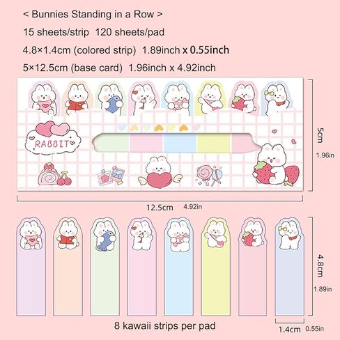 4 Pads Cute Cartoon Self-Stick Index Tabs Sticky Note Tabs Page Flags Bookmarks Mini Sticky Note Paper Page Markers Stickers for Students Books File Notebooks，120 Sheets/pad in Saudi Arabia