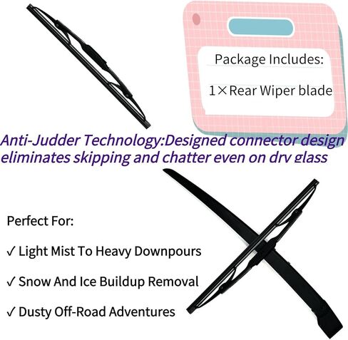 Rear Wiper Blade for Chevrolet Chevy Traverse 2009-2017 2016 2015 2014 2013 2012 2011 2010 | Exact Fit LS LT LTZ Premier Models | OEM Replacement Rear Back Windshield Wiper Blade in Kuwait