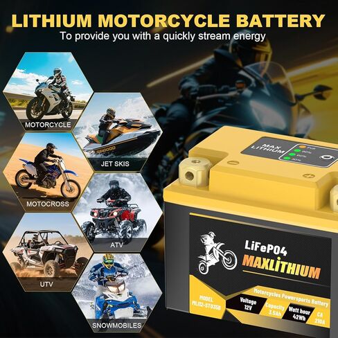 بطارية ليثيوم للدراجات النارية 3.5 أمبير 210CA 12 فولت - بديل مثالي لـ YTX4L-BS، YTX5L-BS، YTX7L-BS، خلية عالية المعدل، بداية قوية، دراجات نارية، دراجات نارية، مولد، جزازة العشب الصغيرة in Kuwait