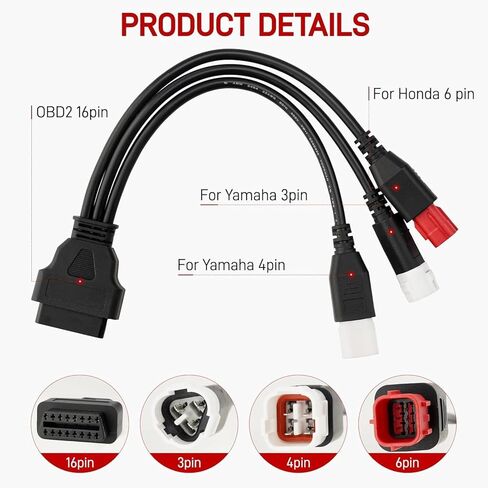 3 Pin 4 Pin 6 Pin OBD2 Adapter Cable for Yamaha Euro5 3Pin 4Pin 6Pin Motorcycle for Honda Yamaha X- MAX T Racer, Compatible for Euro5 Guzzi Kawasaki Motorbike in Saudi Arabia
