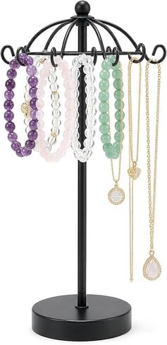Necklace Holder with 12 Hooks, Jewelry Display Stand, Necklace Organizer for Storage and Hanging Bracelet, Home Decor for Women (Black) in Saudi Arabia