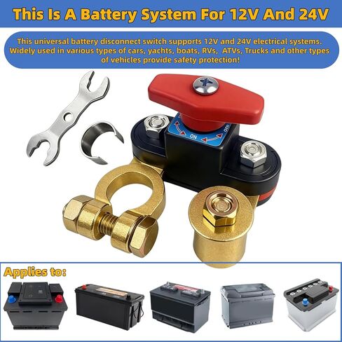 Heavy Duty 12V-24V Battery Disconnect Switch, Adjustable Rotating Terminal Car Battery Cut Off Switch, Pure Copper Anti-Drain Battery Kill Switch for Car Marine Boat RV ATV Truck in Saudi Arabia