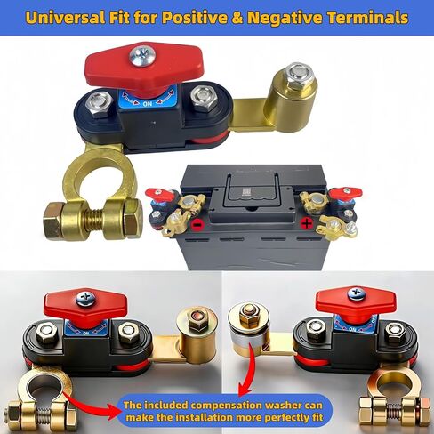 Heavy Duty 12V-24V Battery Disconnect Switch, Adjustable Rotating Terminal Car Battery Cut Off Switch, Pure Copper Anti-Drain Battery Kill Switch for Car Marine Boat RV ATV Truck in Saudi Arabia