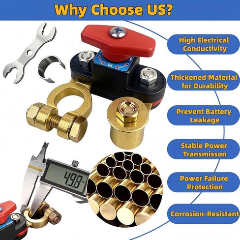 Heavy Duty 12V-24V Battery Disconnect Switch, Adjustable Rotating Terminal Car Battery Cut Off Switch, Pure Copper Anti-Drain Battery Kill Switch for Car Marine Boat RV ATV Truck in Saudi Arabia