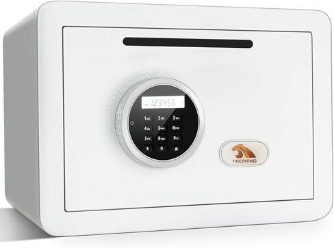 TIGERKING 1.2 Cu Ft Small Safe Box, White Security Safe with Digital Keypad, 2-Bolt Anti-Theft Locking Bolts, Removable Shelf, Easy Setup for Closet, Apartment, Dorm, Home Office in Saudi Arabia