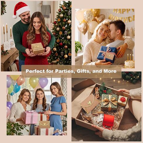 50 Pack Gift Card Envelopes, Kraft Mini Envelopes with Gold Border & Heart Shaped Clasp, Elegant Gift Card Holders for Wedding, Graduation, Birthday & Small Business Supplies (With Cards) in Saudi Arabia