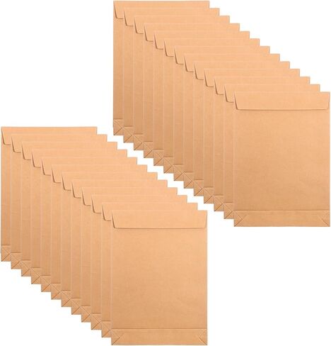 25 Pack Expandable Large Manila Envelopes, 9.3" x 13" Document Envelopes with Hook-and-Loop Closure, Tear-Resistant Vanilla Mailing for Office Filing - Brown in Kuwait