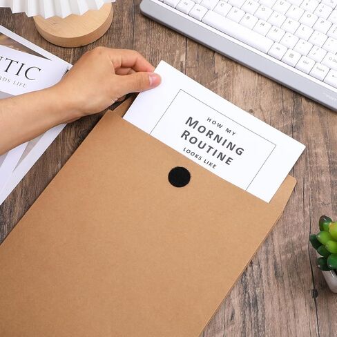 25 Pack Expandable Large Manila Envelopes, 9.3" x 13" Document Envelopes with Hook-and-Loop Closure, Tear-Resistant Vanilla Mailing for Office Filing - Brown in Kuwait