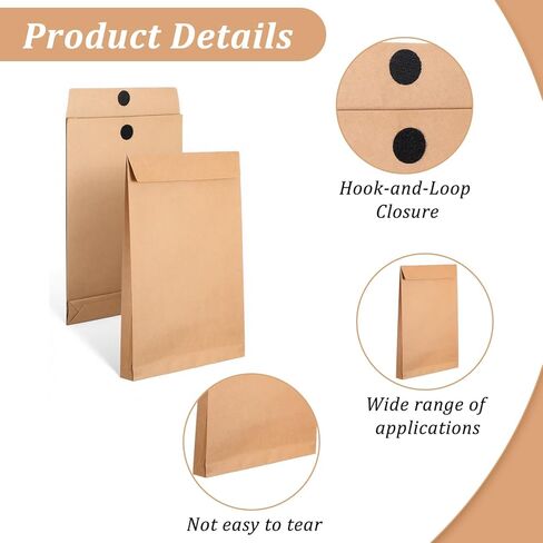 25 Pack Expandable Large Manila Envelopes, 9.3" x 13" Document Envelopes with Hook-and-Loop Closure, Tear-Resistant Vanilla Mailing for Office Filing - Brown in Kuwait