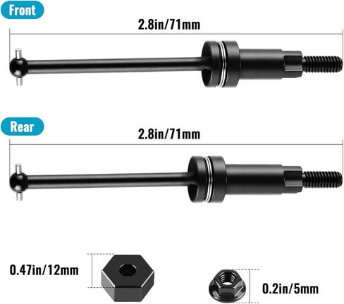 Aluminum Alloy Front and Rear CVD Drive Shaft Set for ARRMA 1/16 Mojave GROM RC Truck Upgrade Replace ARA2104 (Black) in Saudi Arabia
