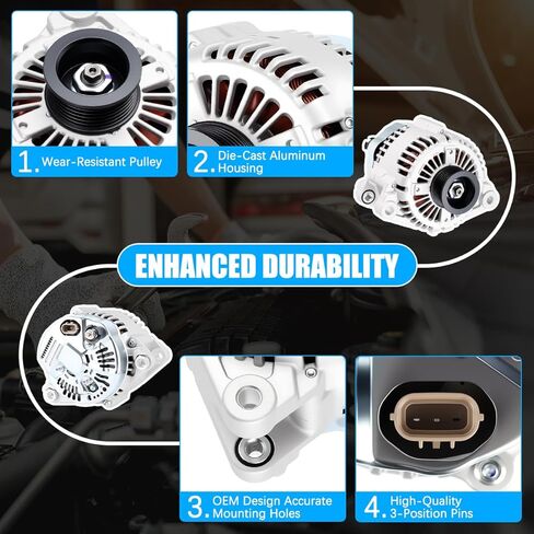 Alternator 11191 Fit for Hyundai Sonata 2006-2010 3.3L, Santa Fe 2007-2009, Azera 2006-2011, for Kia Sorento 2007-2009, Sedona 2006-2009 Automotive Replacement Alternators 102211-3102 in Kuwait