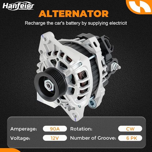 المولد متوافق مع Hyundai Accent 2012-2017 L4 1.6L & Veloster 2012-2017 L4 1.6L & Kia Rio 2012-2013 L4 1.6L - يستبدل 13209N، 373002B510، LRA03442 - خيار الإخراج العالي in Kuwait
