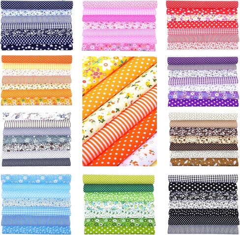 70 Pieces Cotton Fabric Squares 10 x 10 Inches, Assorted Patterns & Colors Precut Patchwork Material for Quilting, DIY Craft Sewing Projects & Home Decor in Saudi Arabia